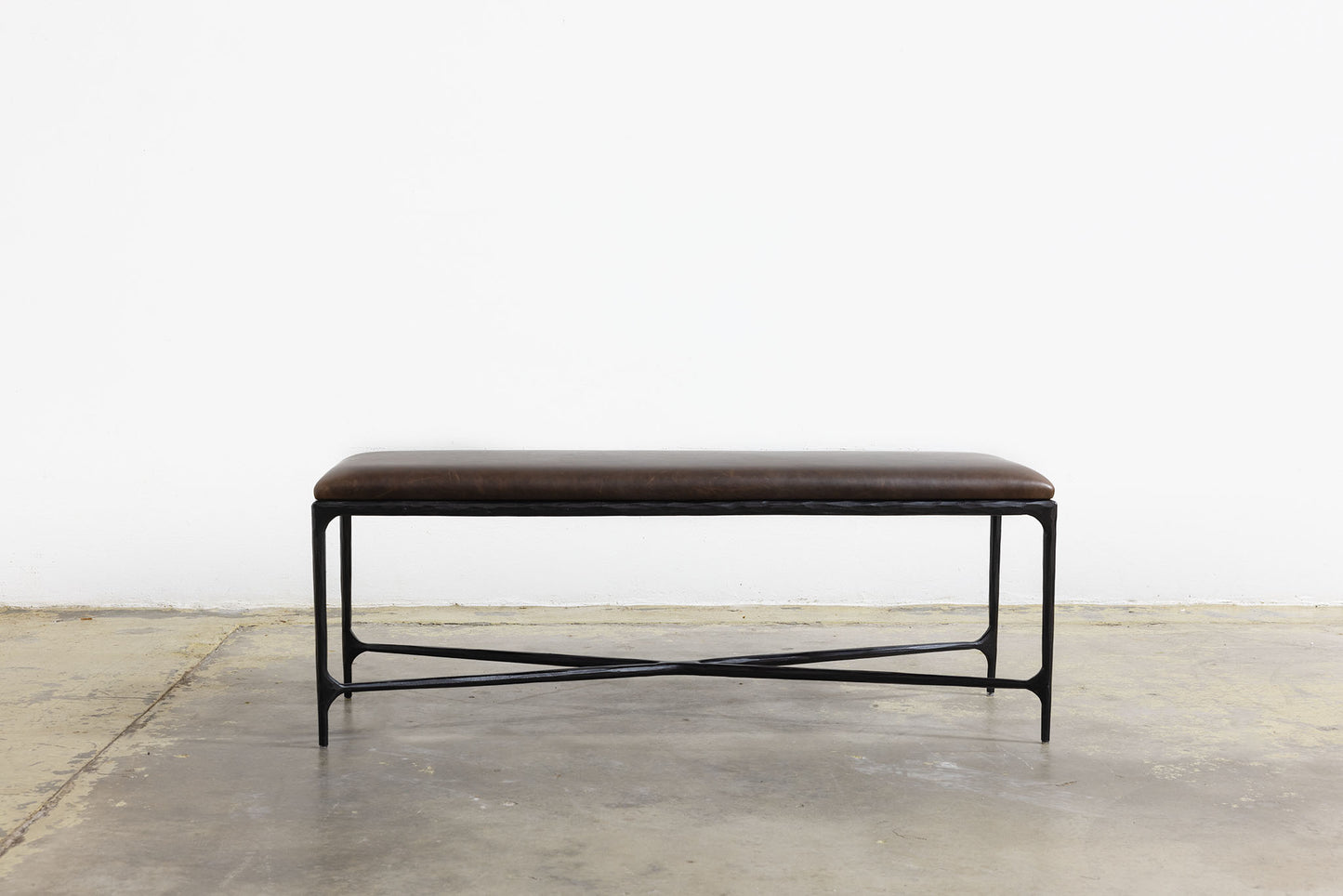 Forged Iron Leather X Bench