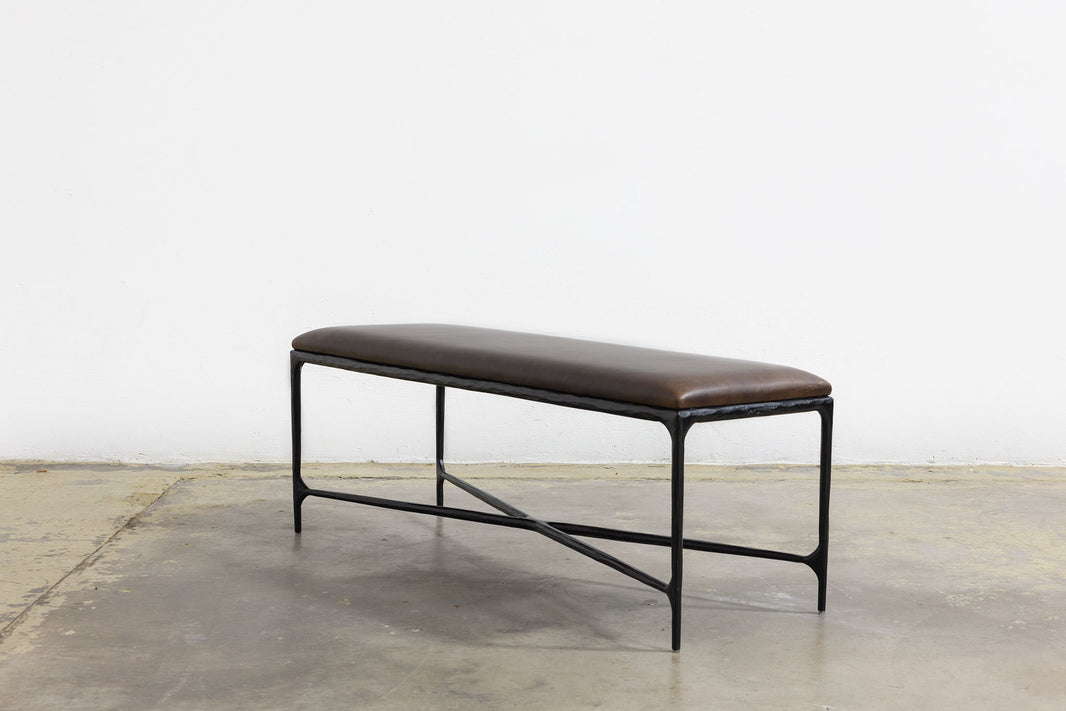 Forged Iron Leather X Bench