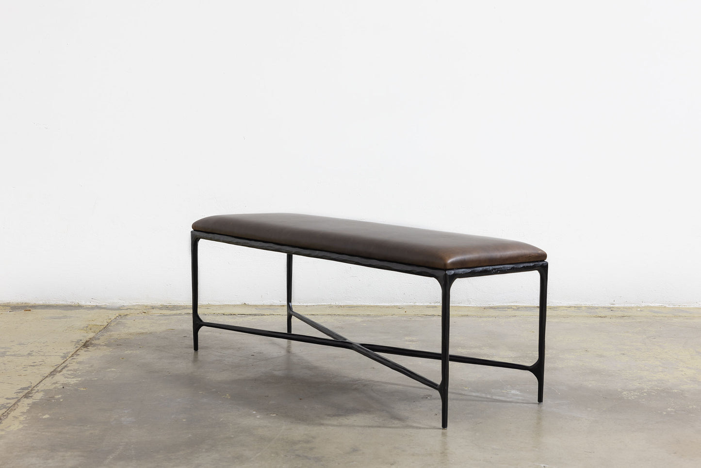 Forged Iron Leather X Bench