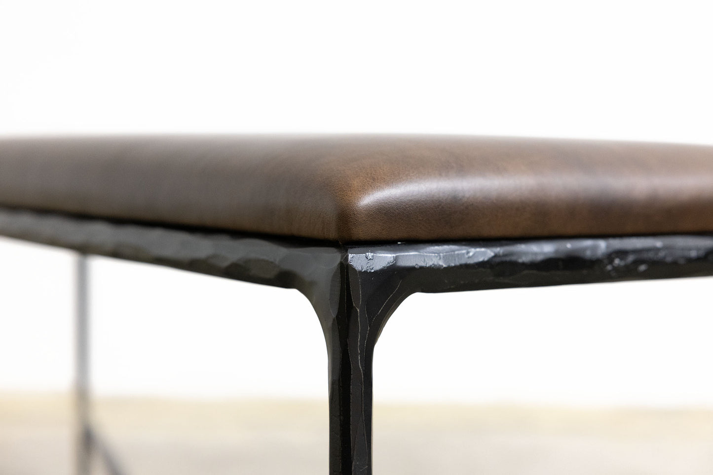 Forged Iron Leather X Bench
