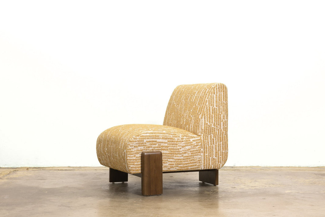 Yellow Stripe Slipper Lounge Chair