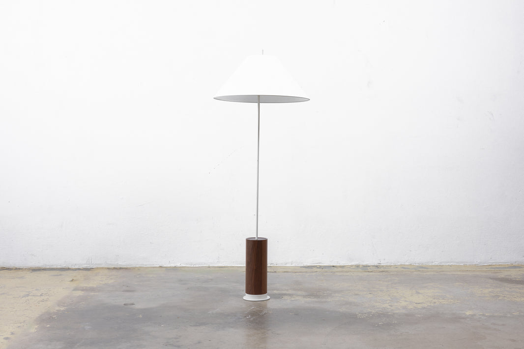 Walnut Column Base Floor Lamp