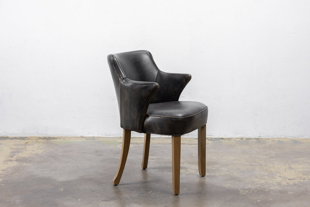 Vintage Leather Half-Arm Dining Chair