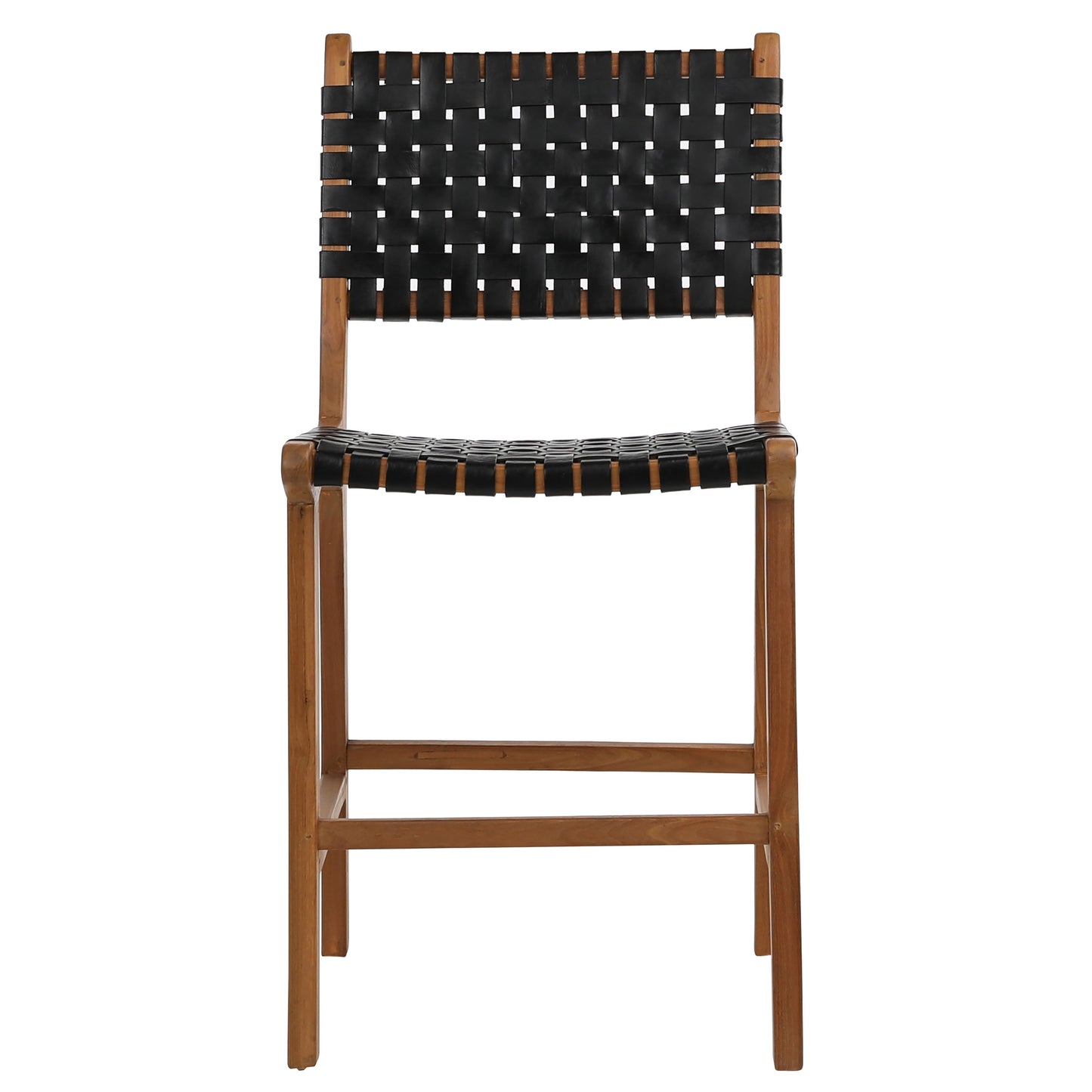 Leather & Teak Wood Counter Stool