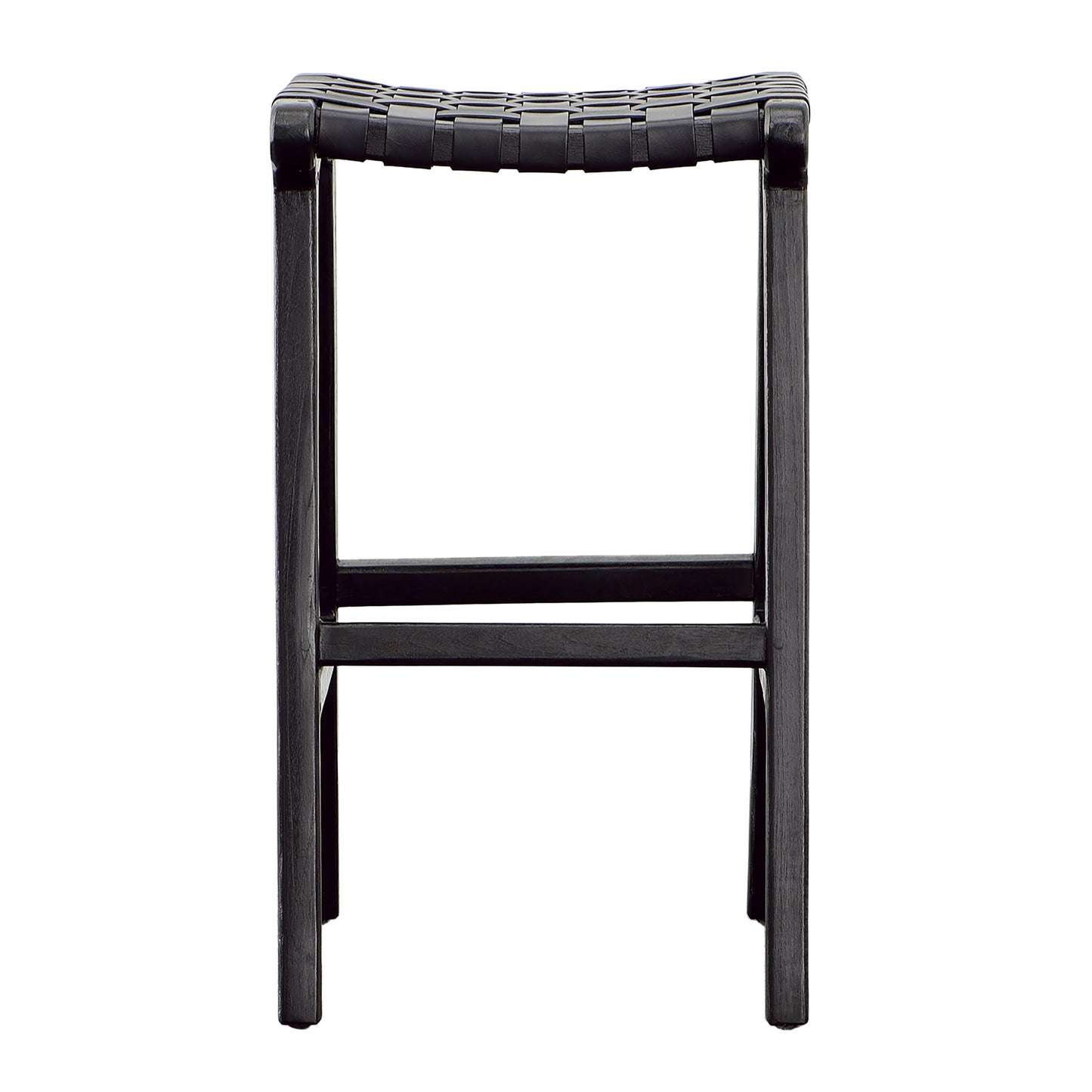 Black Leather Backless Counter Stool