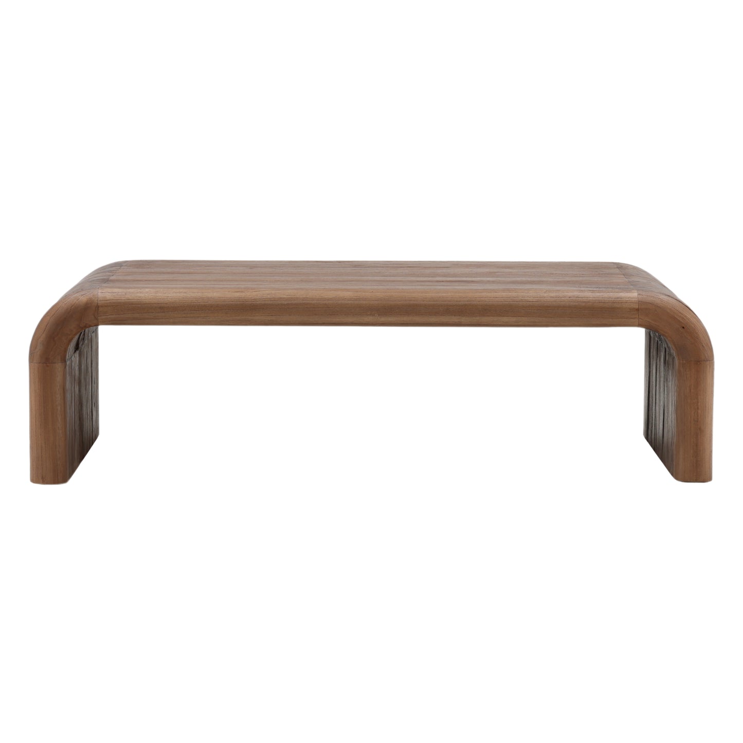 Curved Brown Wood Coffee Table
