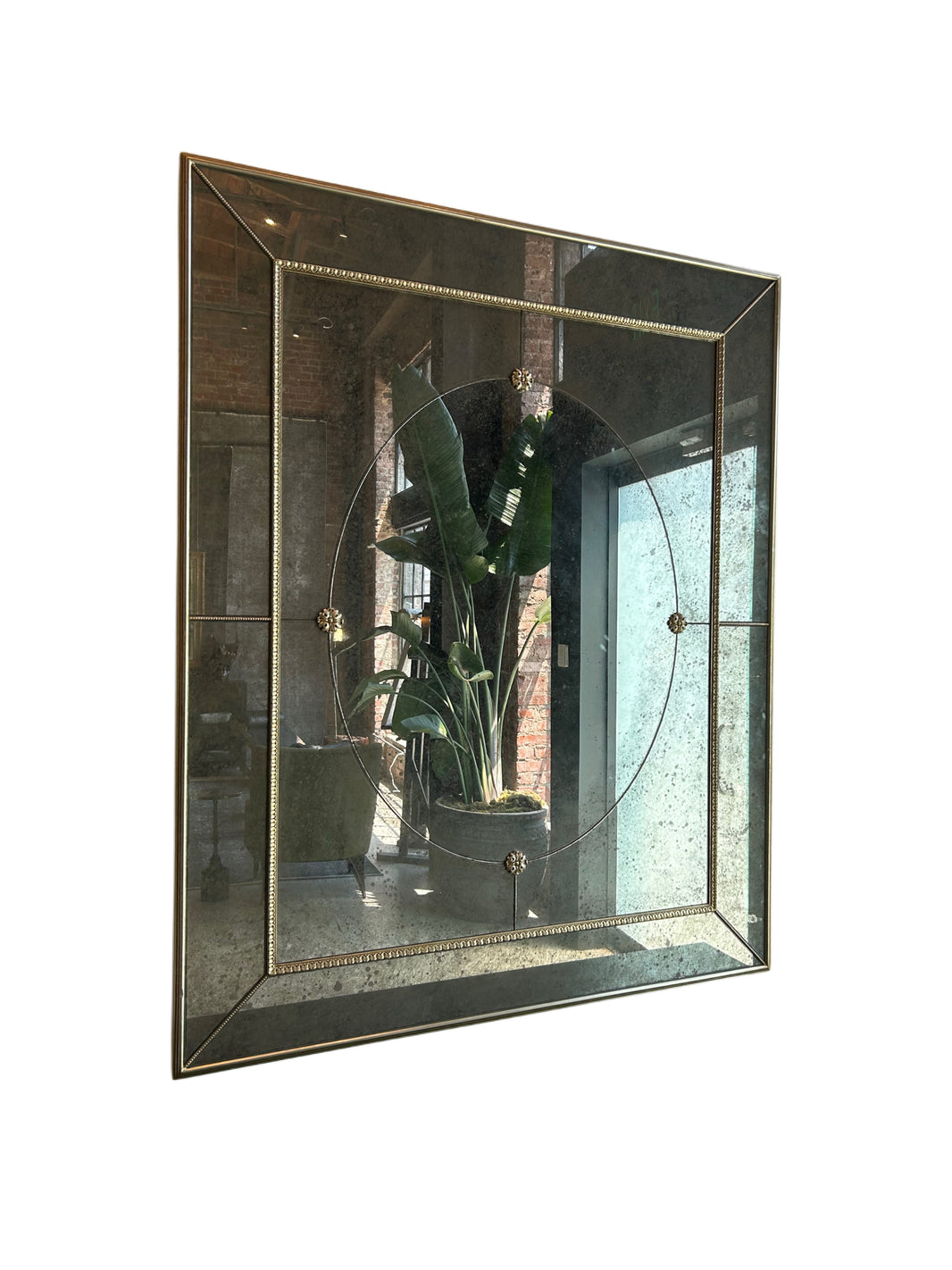 Antique Glass Rosette Mirror