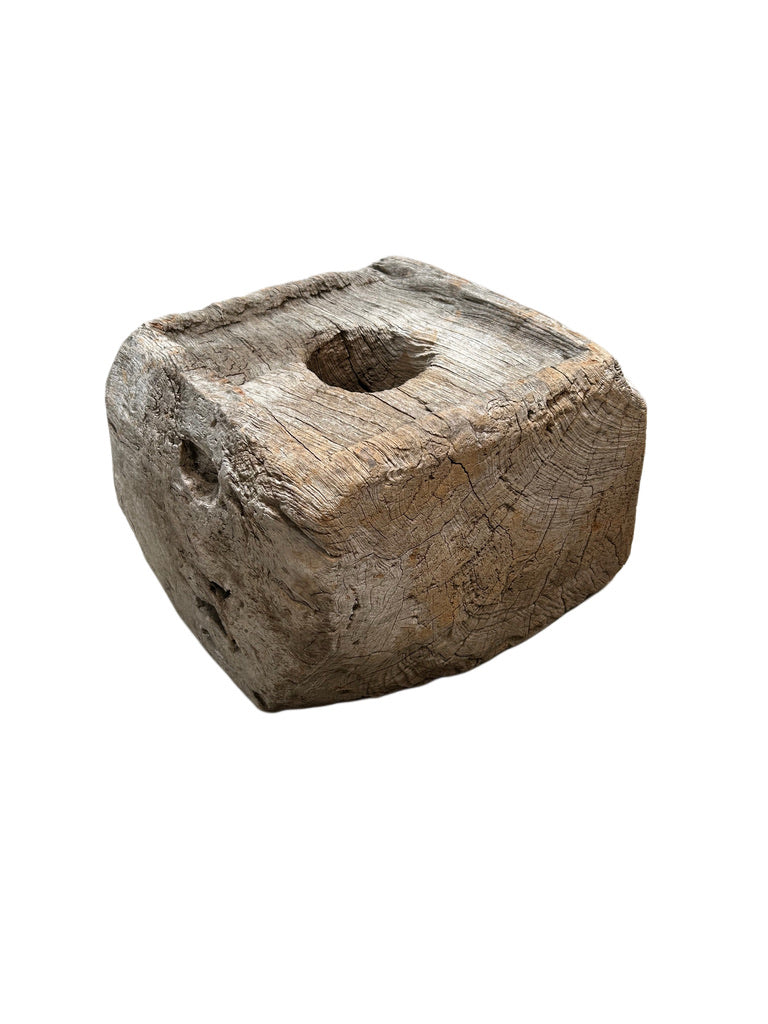 VINTAGE WOODEN MORTAR PLANTER