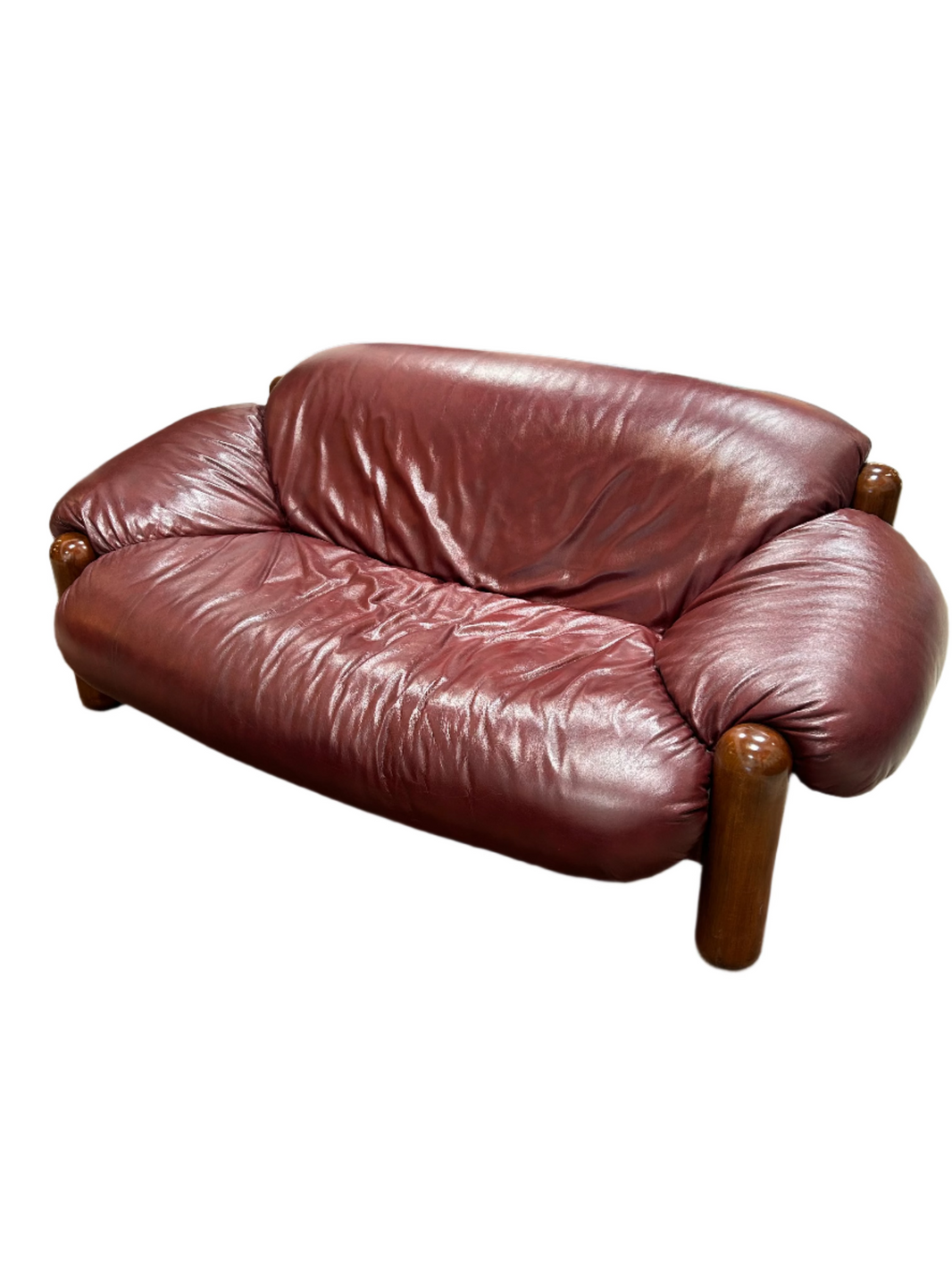 Vintage Italian Leather Loveseat 1970s