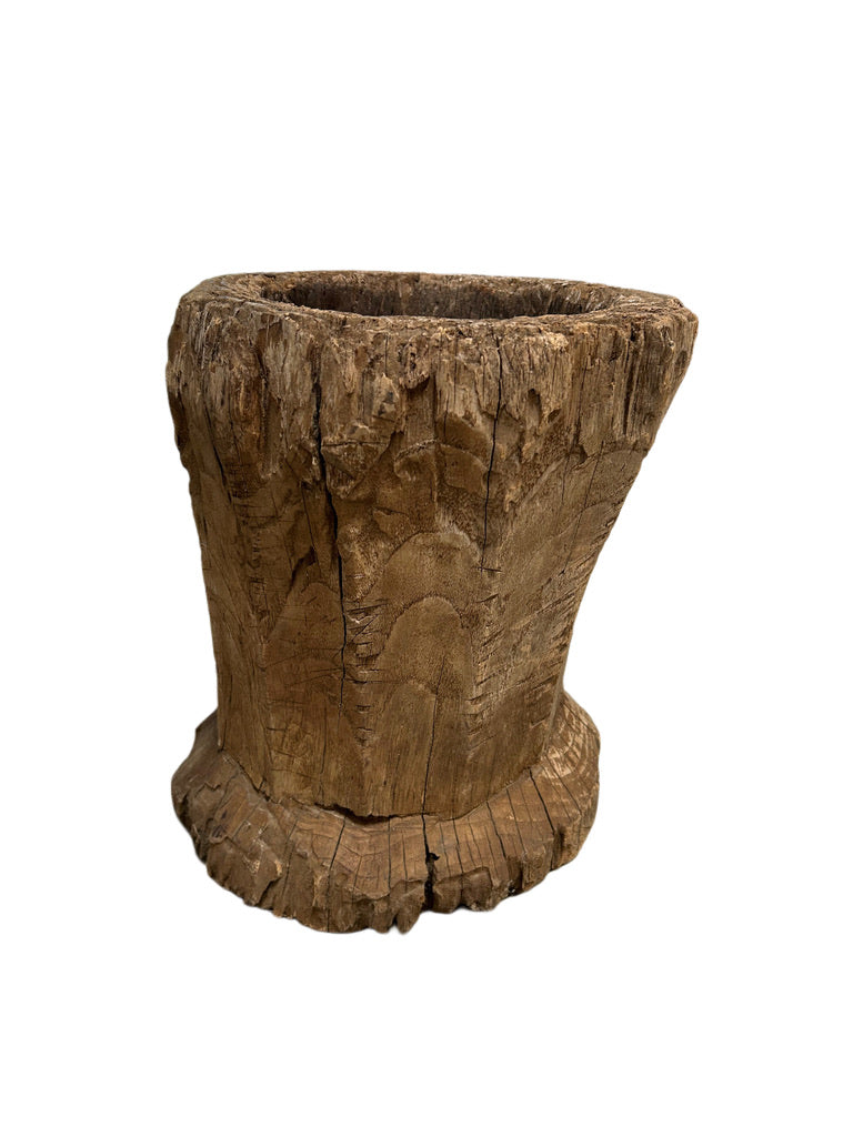 VINTAGE WOODEN MORTAR PLANTER