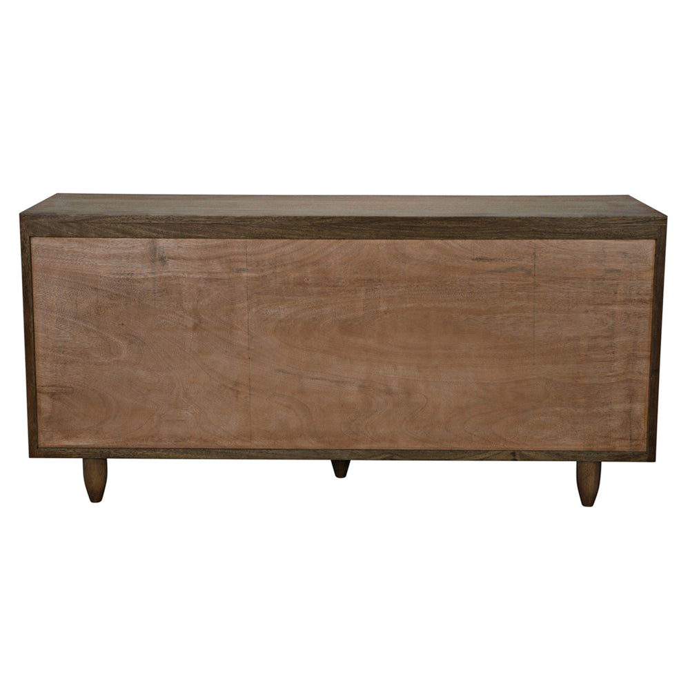 The Diamond Double Chest in dark walnut boasts a minimalist rectangular design with a smooth finish, four short angled legs, and a plain front free of handles or decorations.