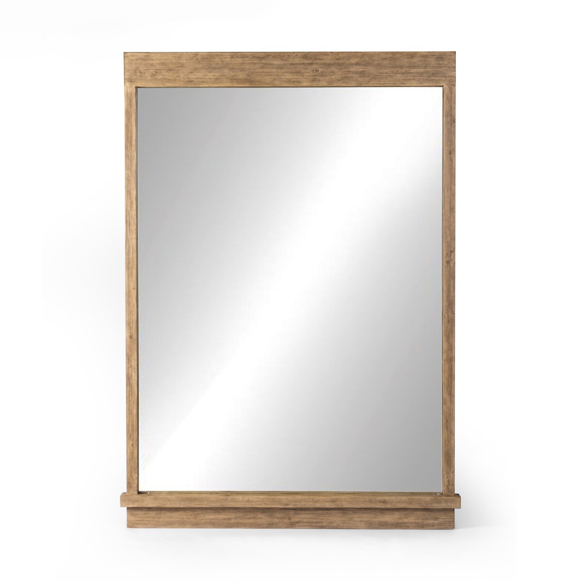 The Ledge Floor Mirror features a rectangular design with a light wood frame and a small bottom ledge, displayed against a white background. Its overall dimensions are 60x84 cm.