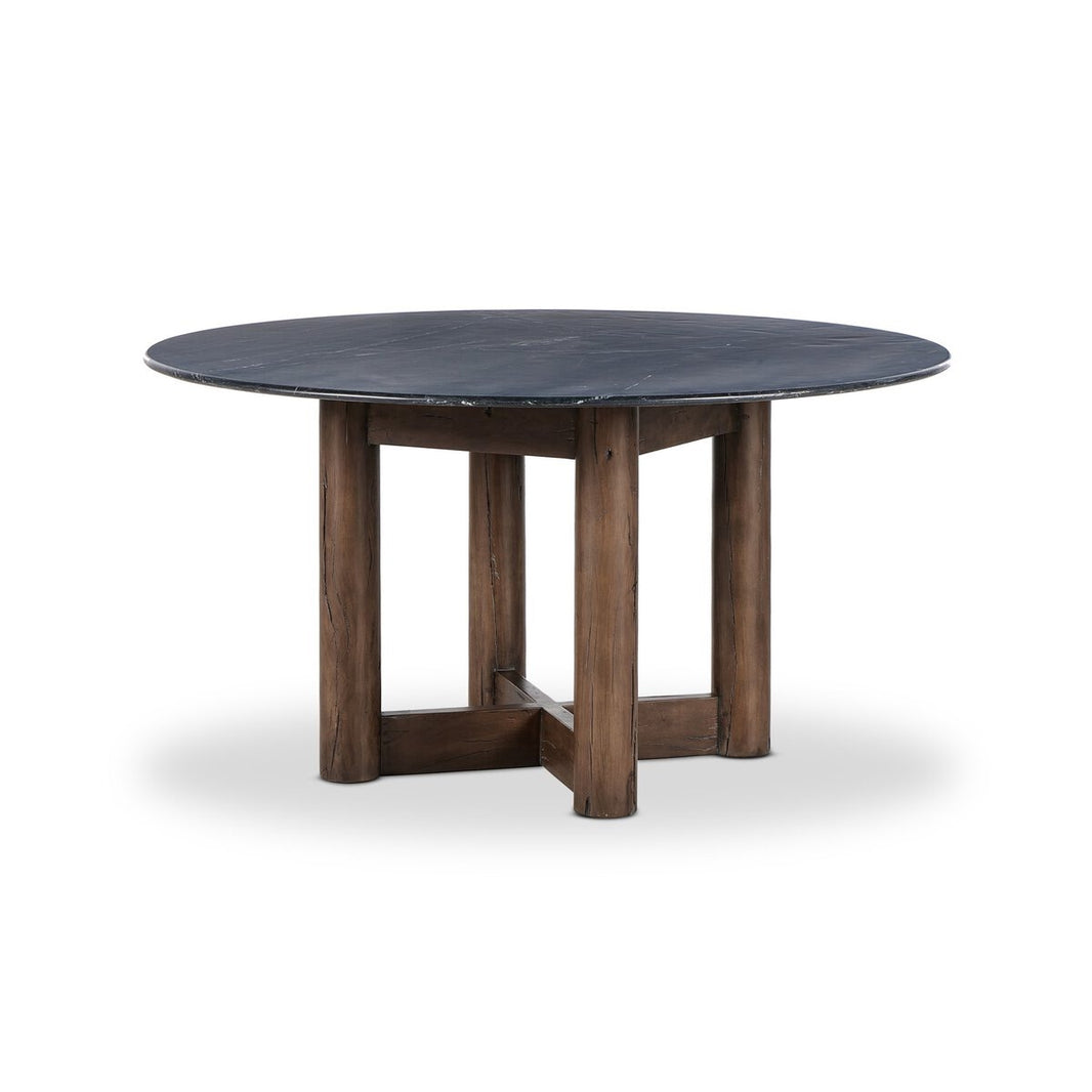 60" Slate Marble & Wood Dining Table
