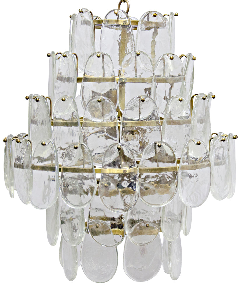 Antique Brass and Textured Paillette Chandelier
