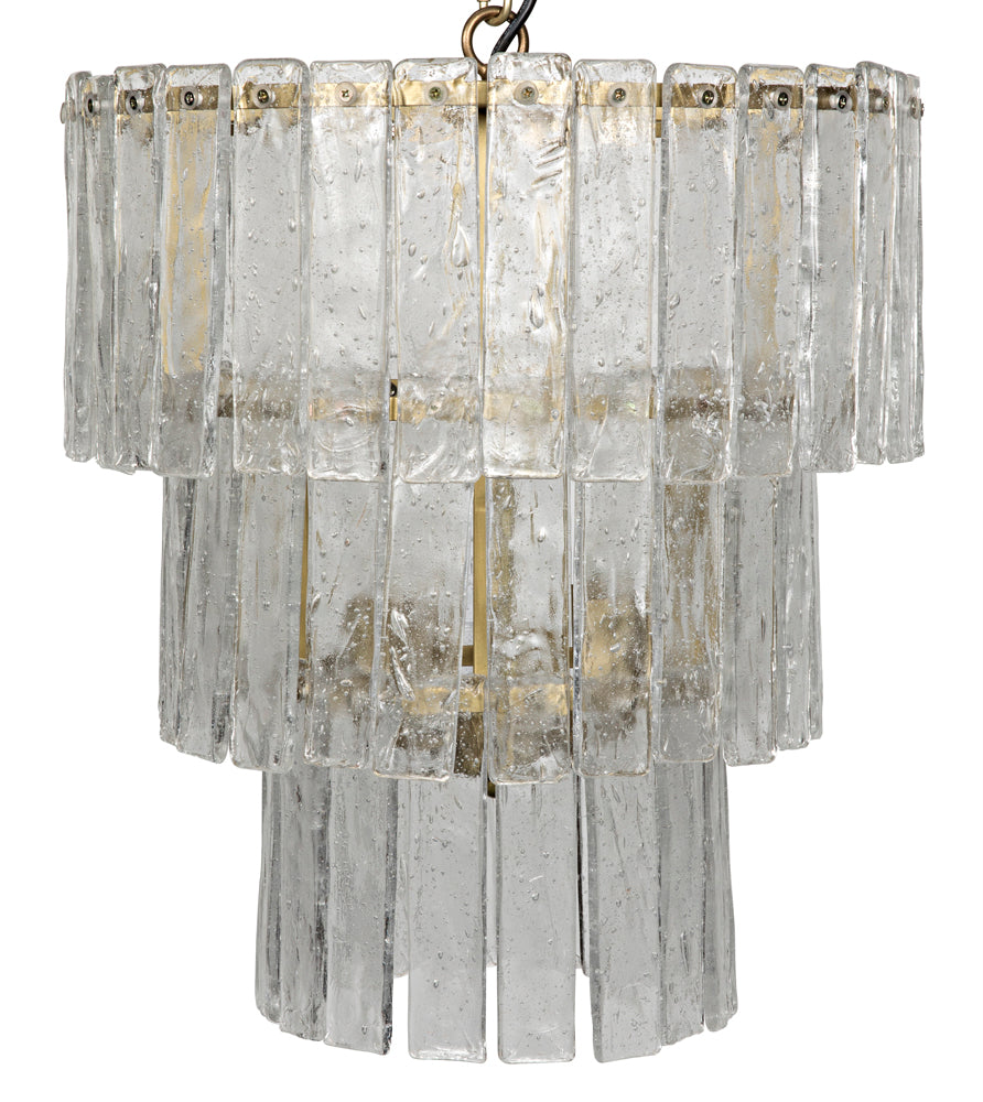 Glass Chandelier with Brass Finish
