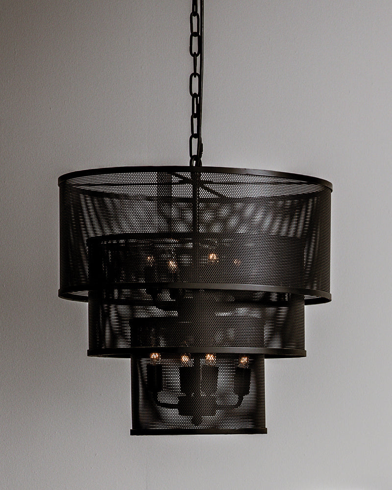 Three Tier Pendant Black Iron