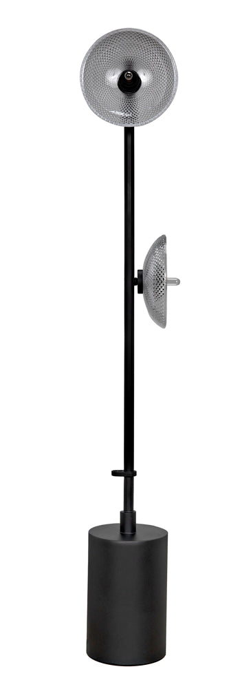 industrial Steel and Handblown Glass Floor Lamp