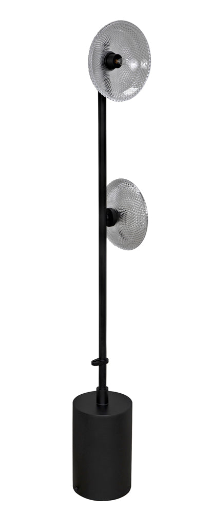 industrial Steel and Handblown Glass Floor Lamp
