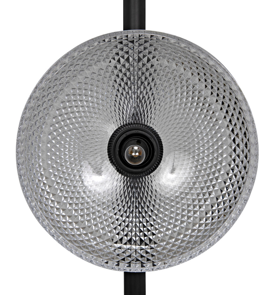industrial Steel and Handblown Glass Floor Lamp