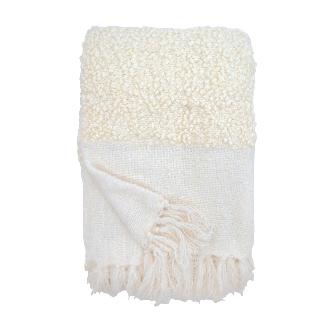 Ivory Boucle Oversized Throw Blanket