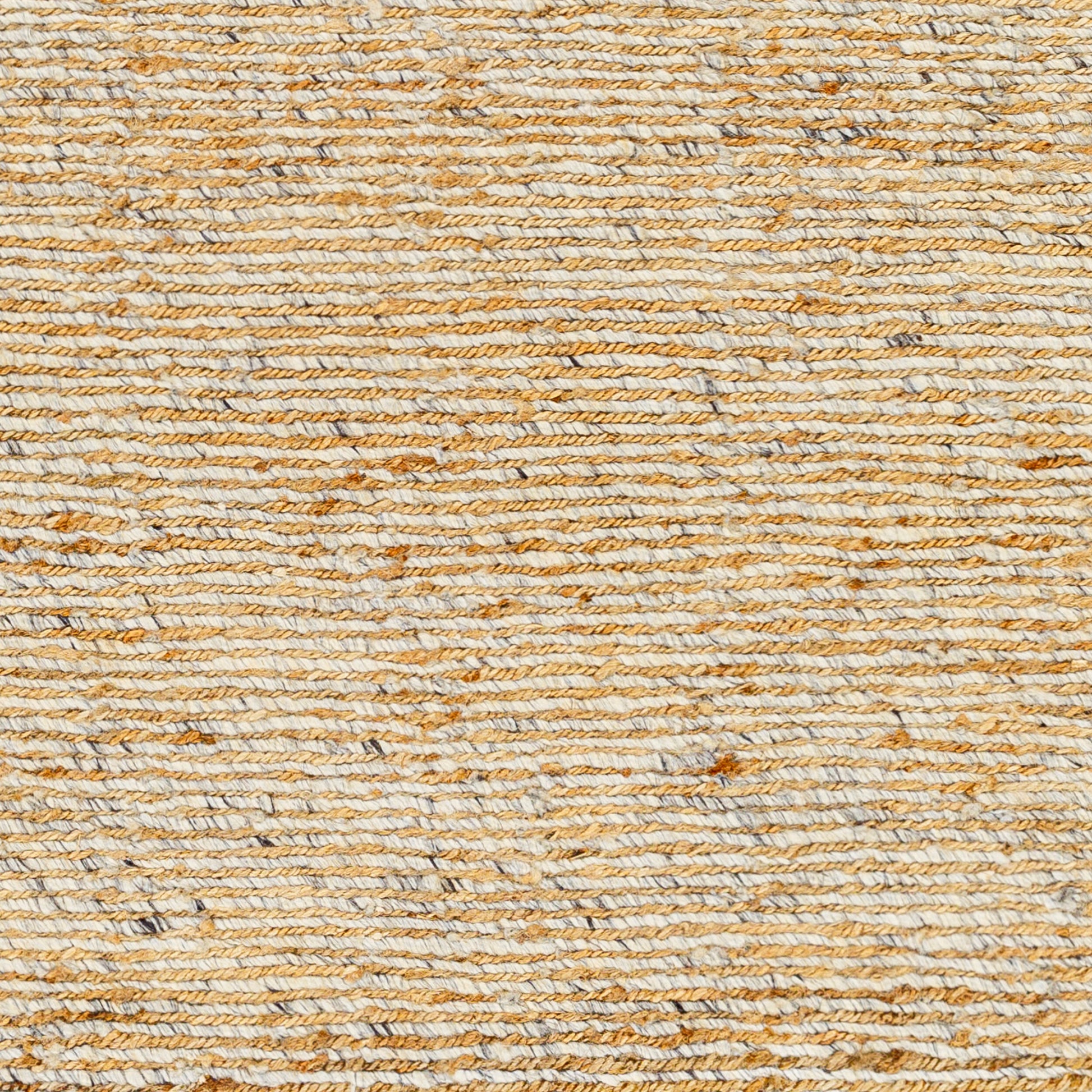 Close-up of the Speckled Wool Rug - 8'x10', featuring textured woven fabric with horizontal rows of beige, tan, and light brown threads for a natural, rustic pattern.