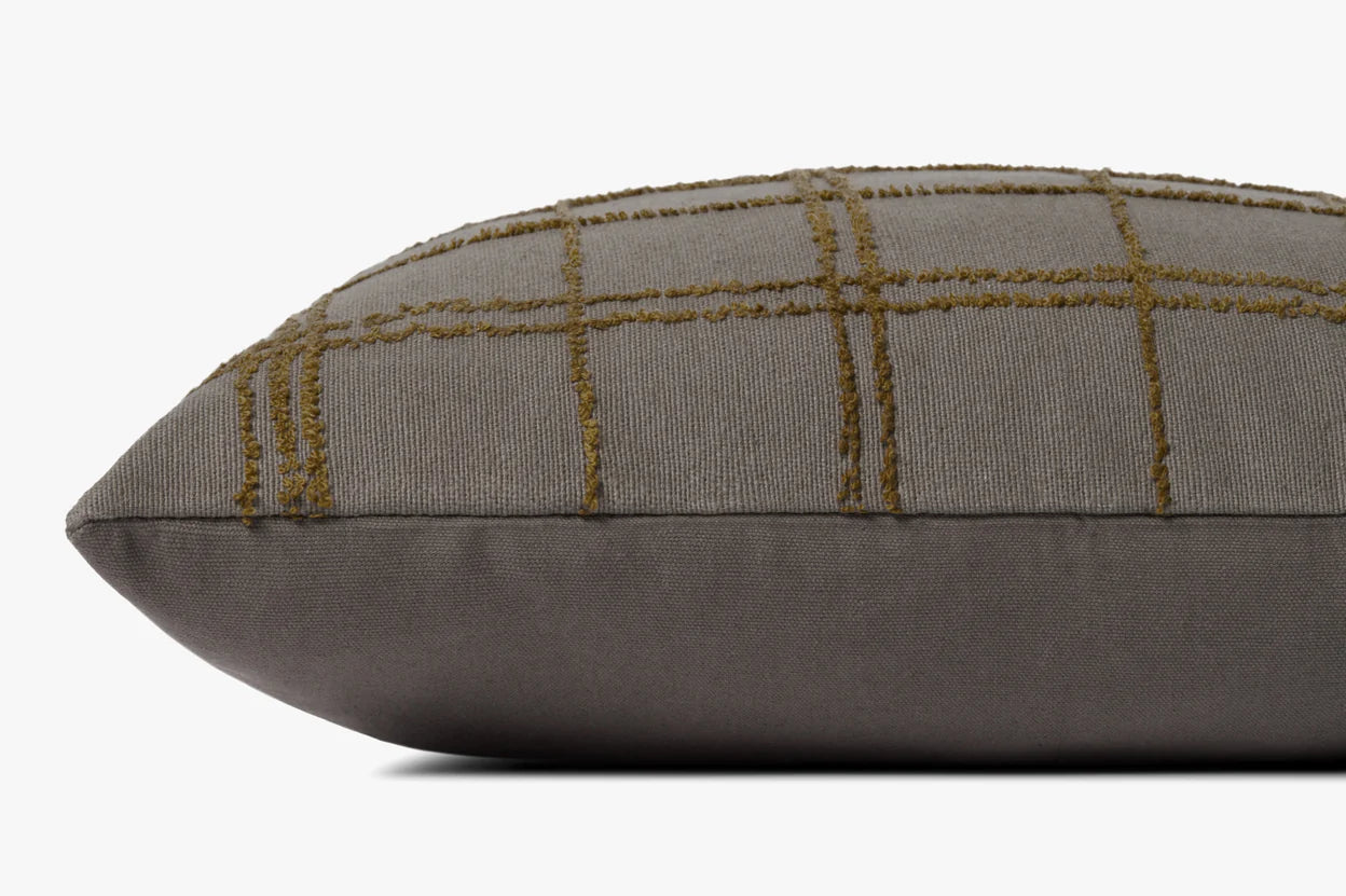Grid Throw Pillow - Charcoal/Olive