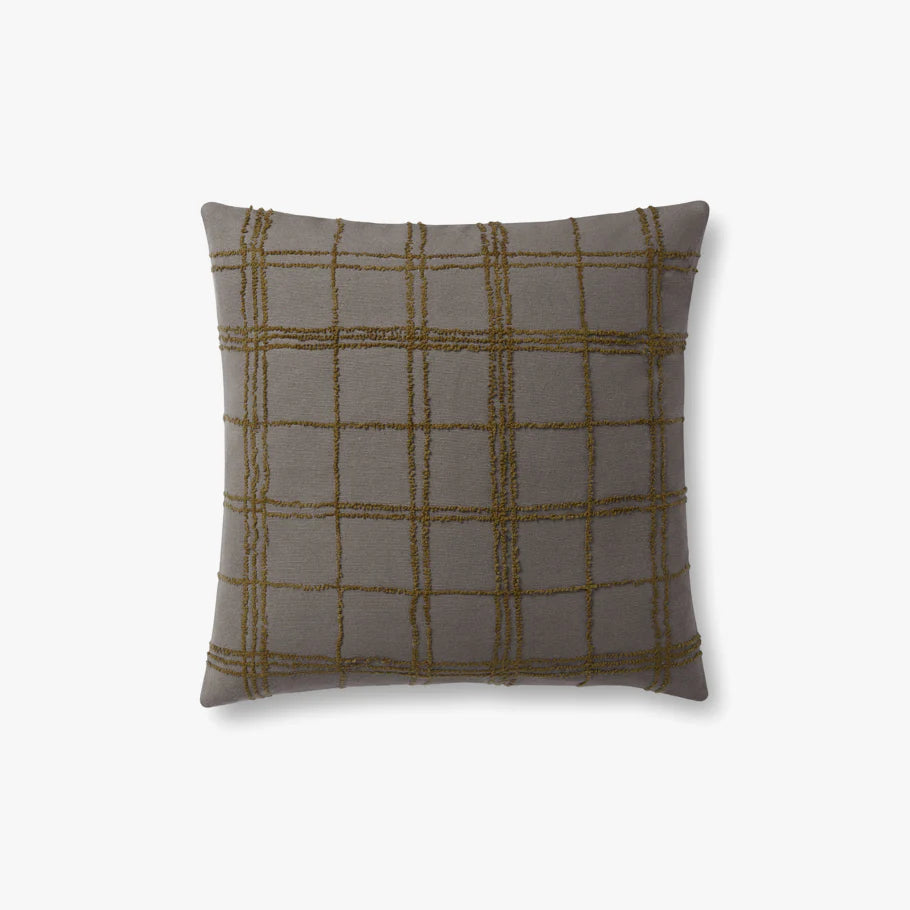 Grid Throw Pillow - Charcoal/Olive