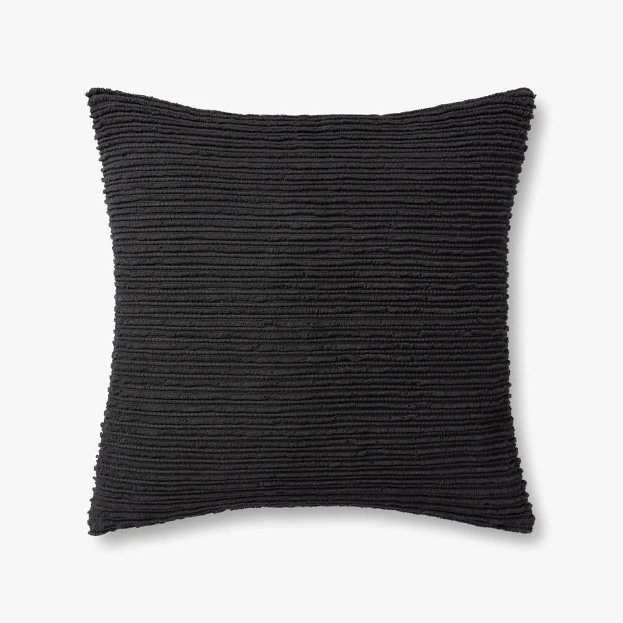 Textured Black Stripe Throw Pillow