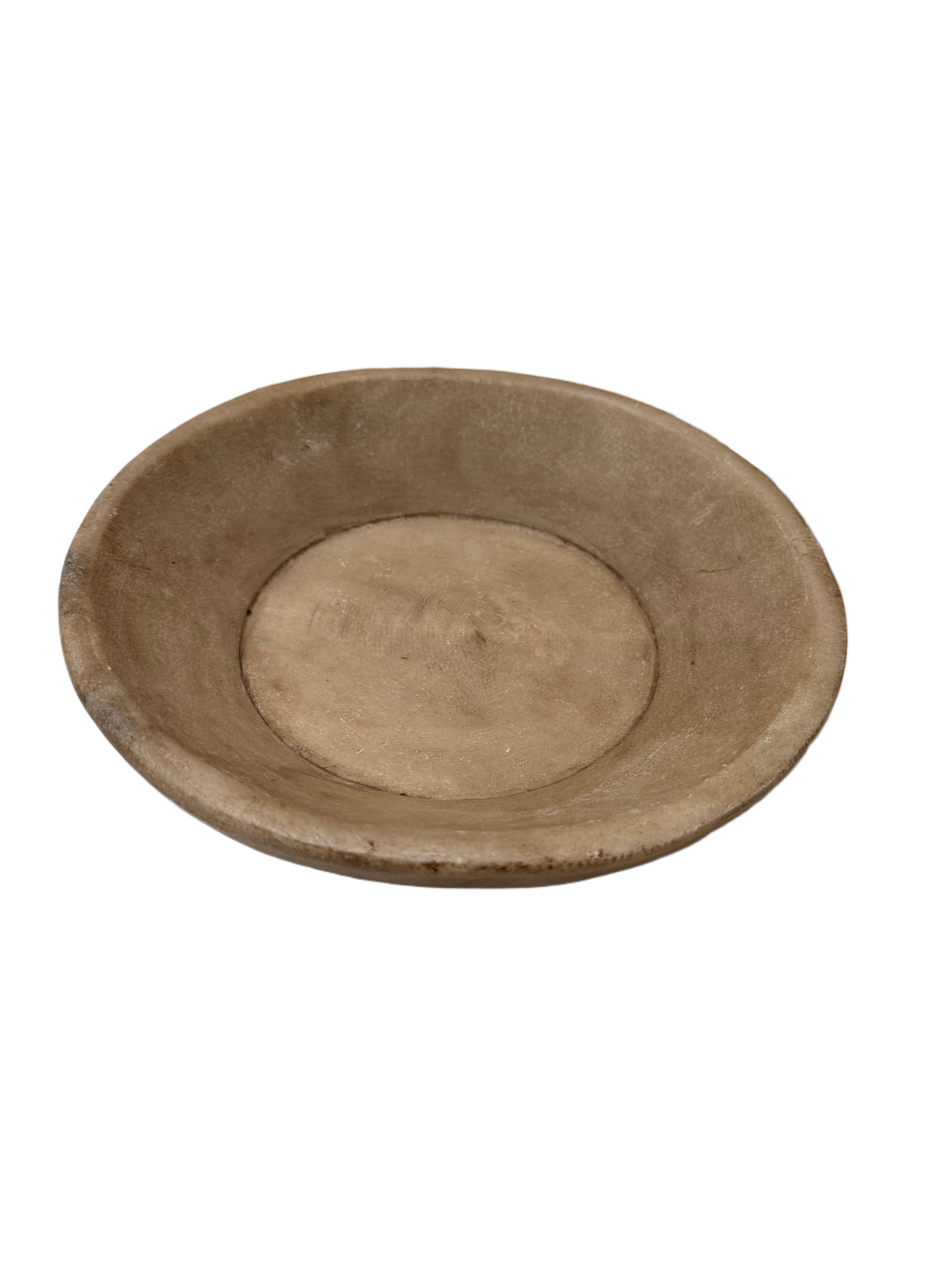 Crafted from Makrana marble, the Raw Makrana Marble Bowl is a shallow, round 9.5-inch piece featuring a smooth surface and classic white finish, displayed against a white background.