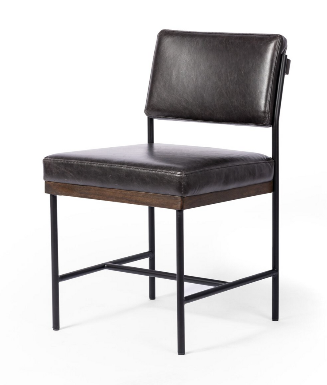 Back Bar Leather Side Chair - Black