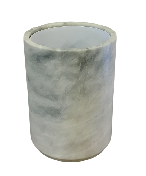 Stone Waste Bin & Liner - Pearl White