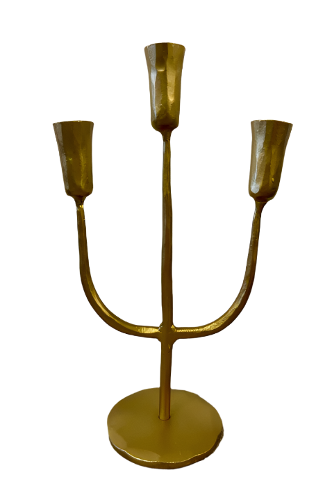 Brass 3 Arm Candelabra - Small