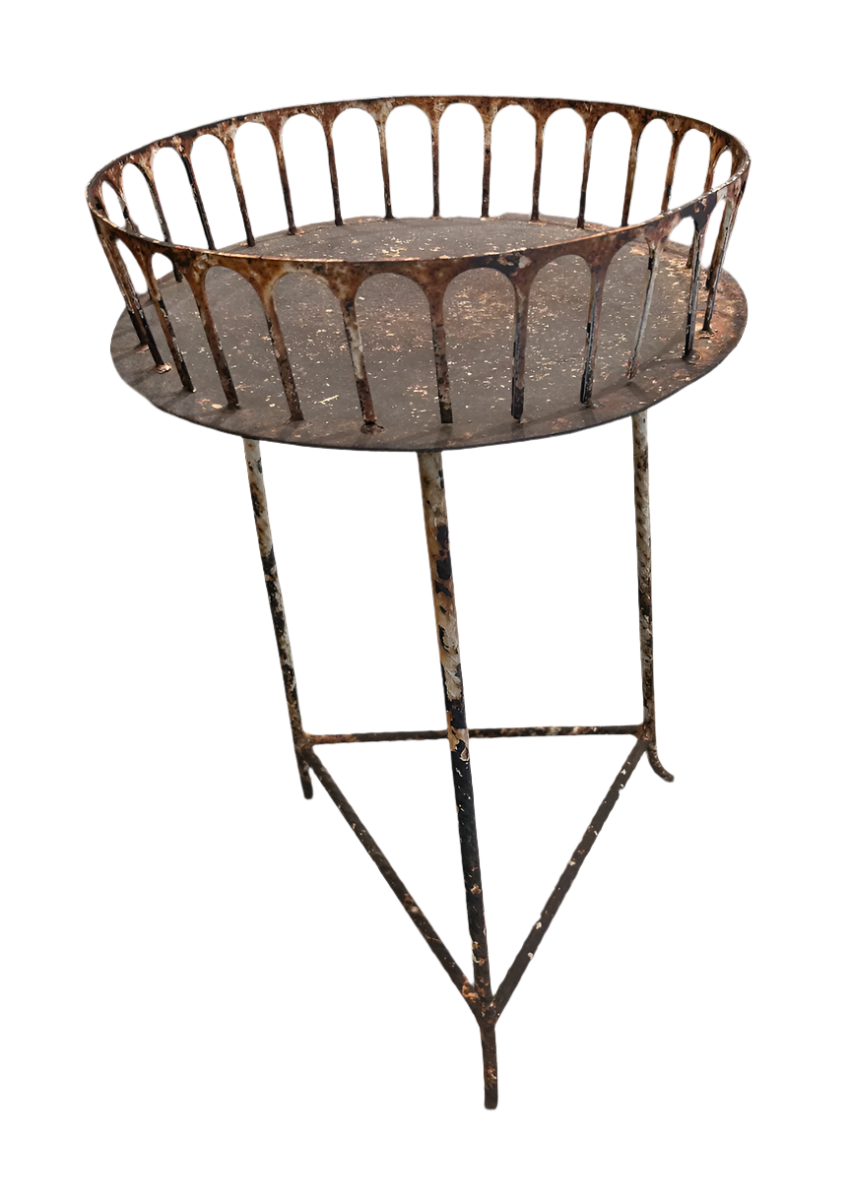 Vintage Rust Metal Side Table