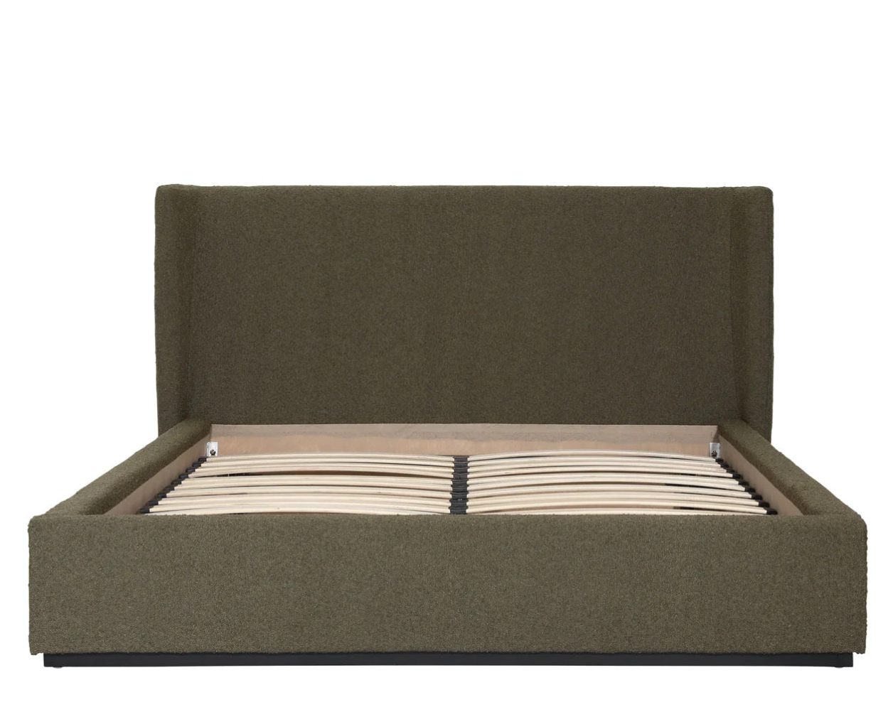 Olive Boucle Queen Bed