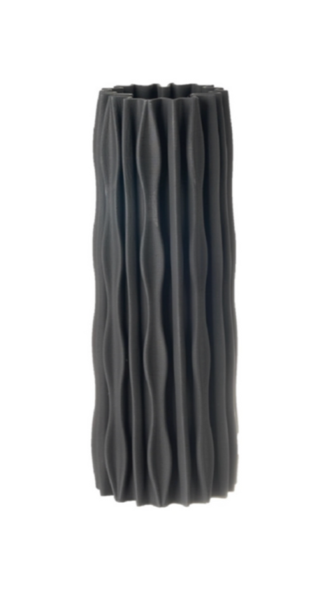 Tall Ribbon Ceramic Black Vase