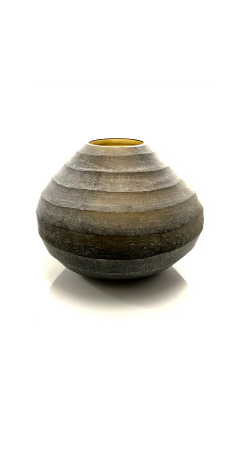 Rib Cut Vase, Wide