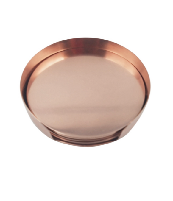 Round Copper Coasters in Holder (Set of 4)