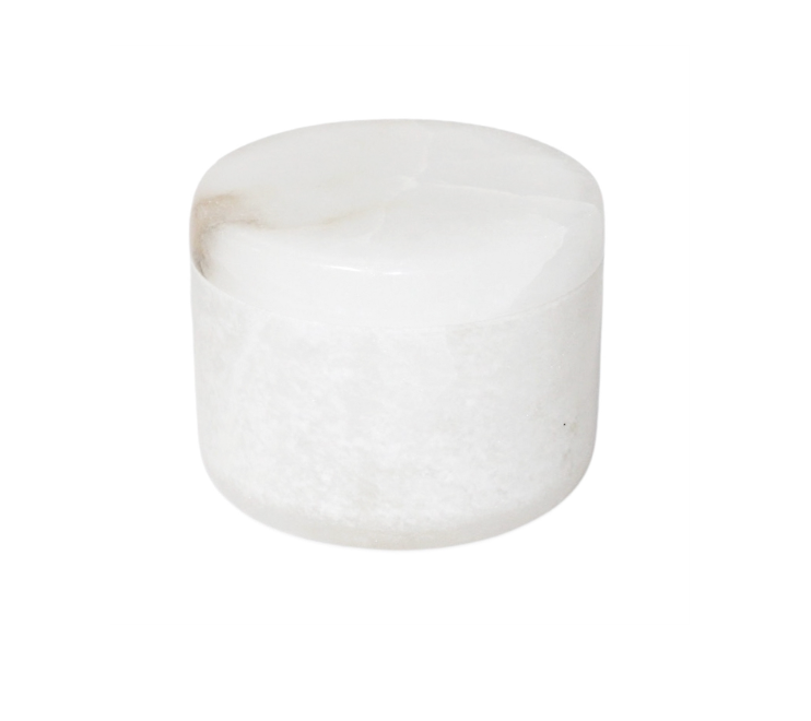 Alabaster Round Votive Box with Lid