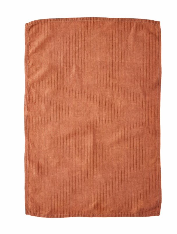 Stripe Linen Tea Towel - Burnt Umber  (Set of 2)