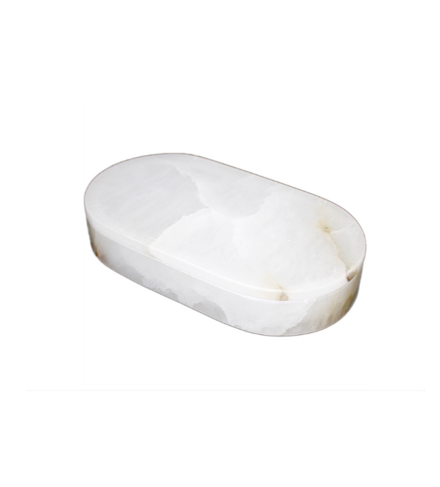 White Alabaster Oblong Box - Large