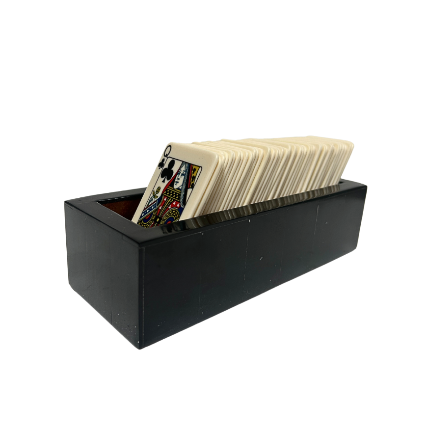 Bone Playing Cards with Horn Tray