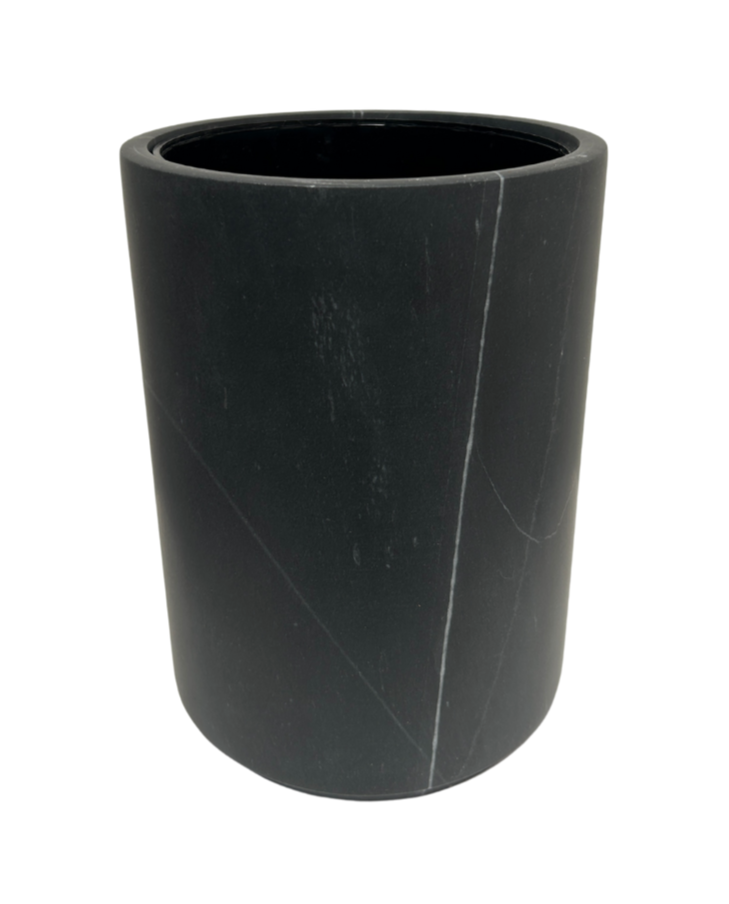Stone Waste Bin & Liner - Jet Black