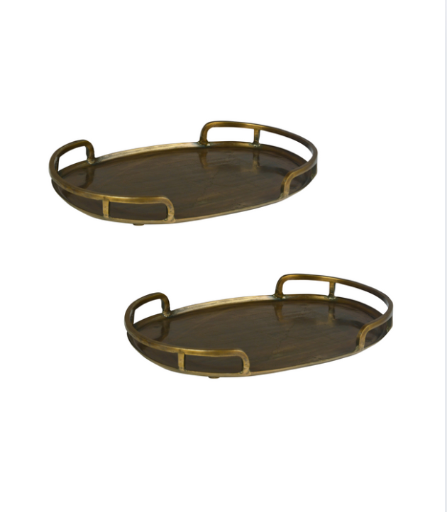 Antique Brass Decorative Tray (set of 2)