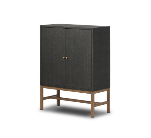 Linen & Mahogany Bar Cabinet