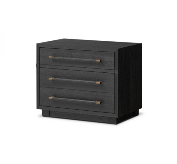 Modern Black Ash & Brass Bar Nightstand