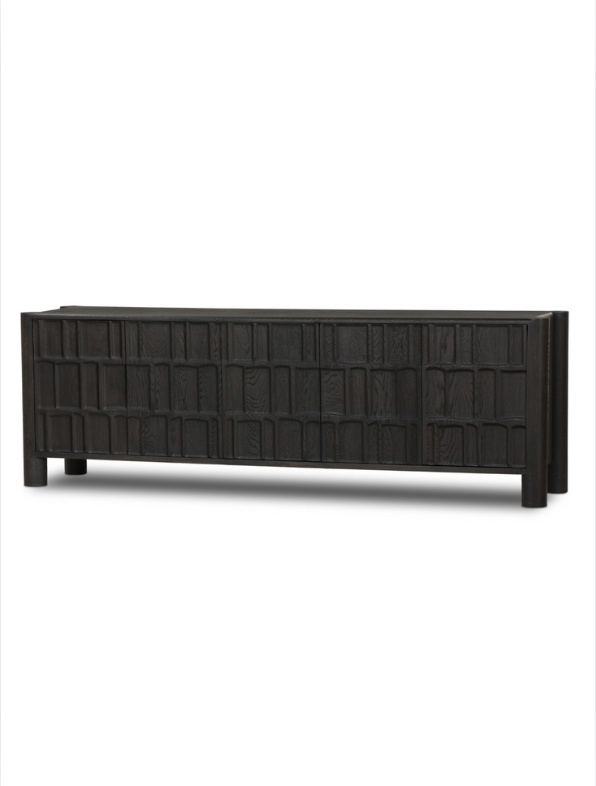 Carved Geometric Media Console