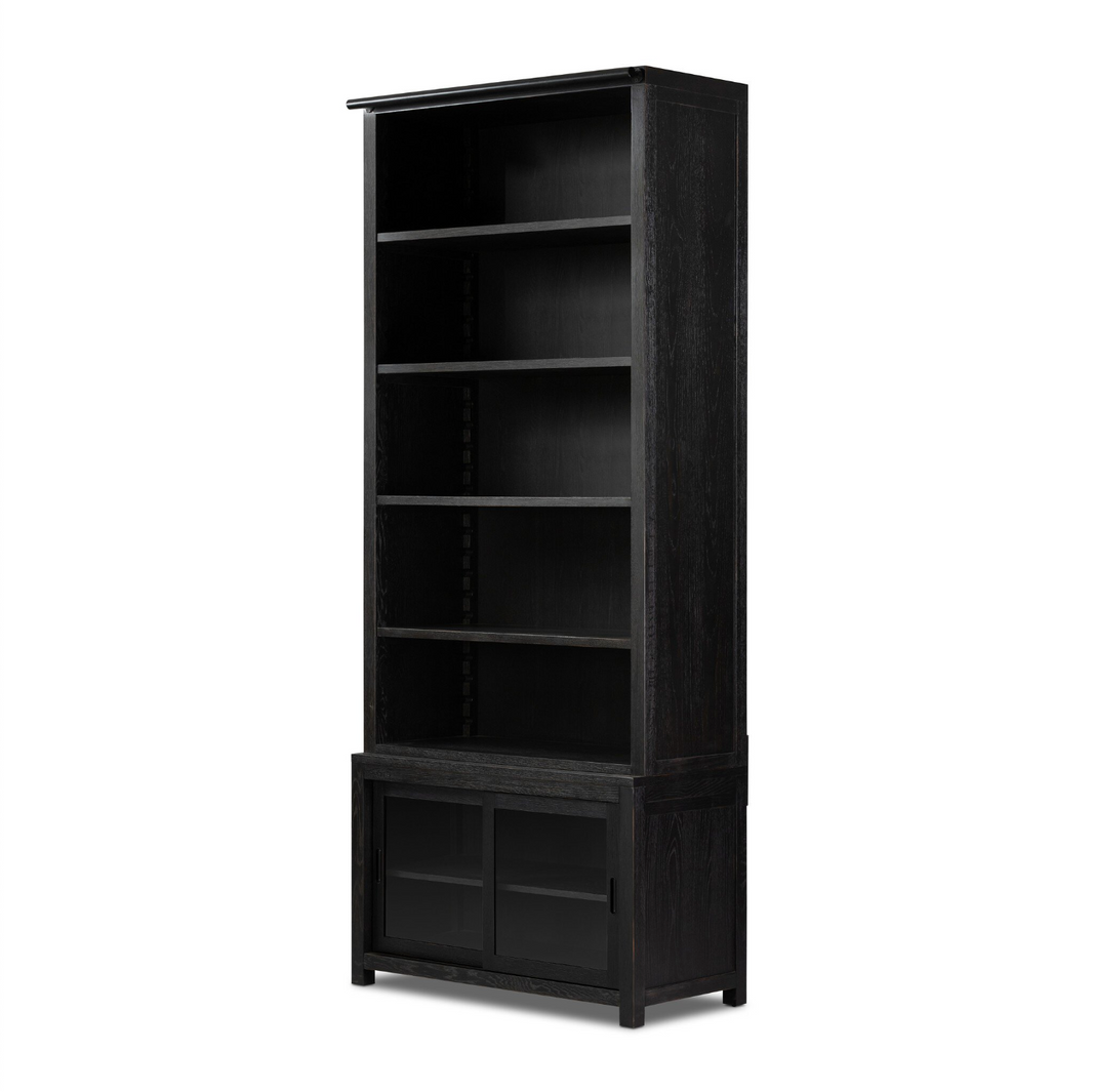 Single Black Oak Bookcase