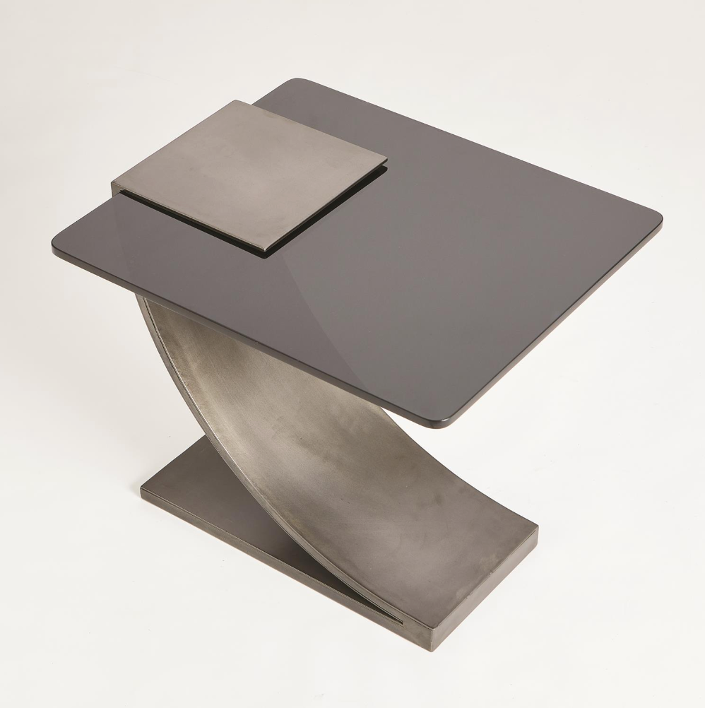 Smoke Glass & Gunmetal Side Table
