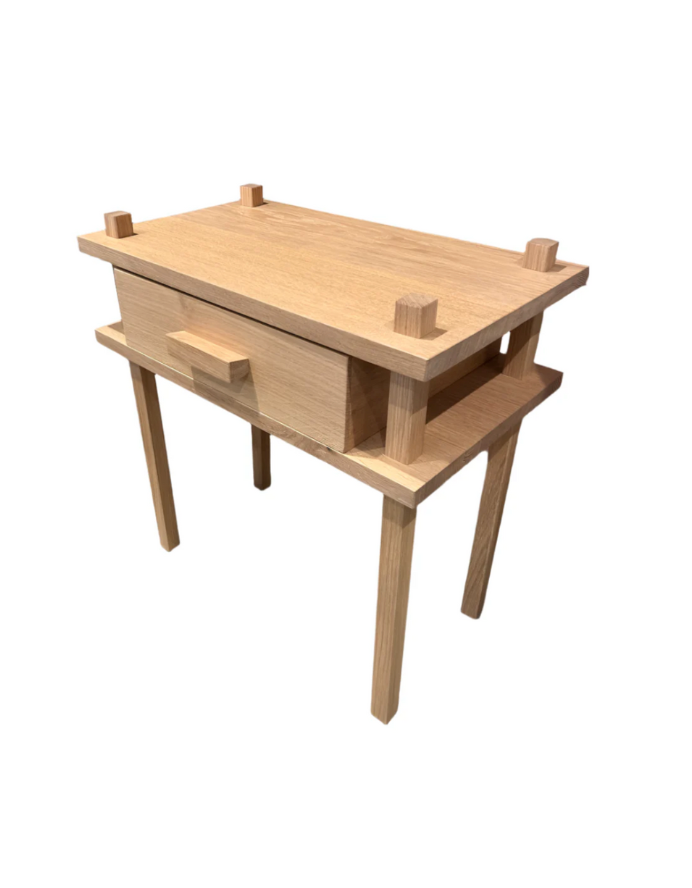 Brutalist Light Oak End Table