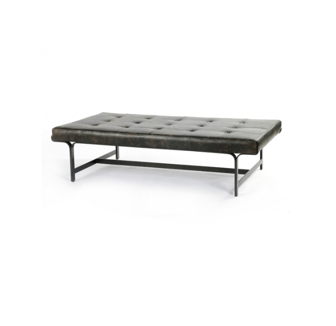 Tufted Leather Ottoman